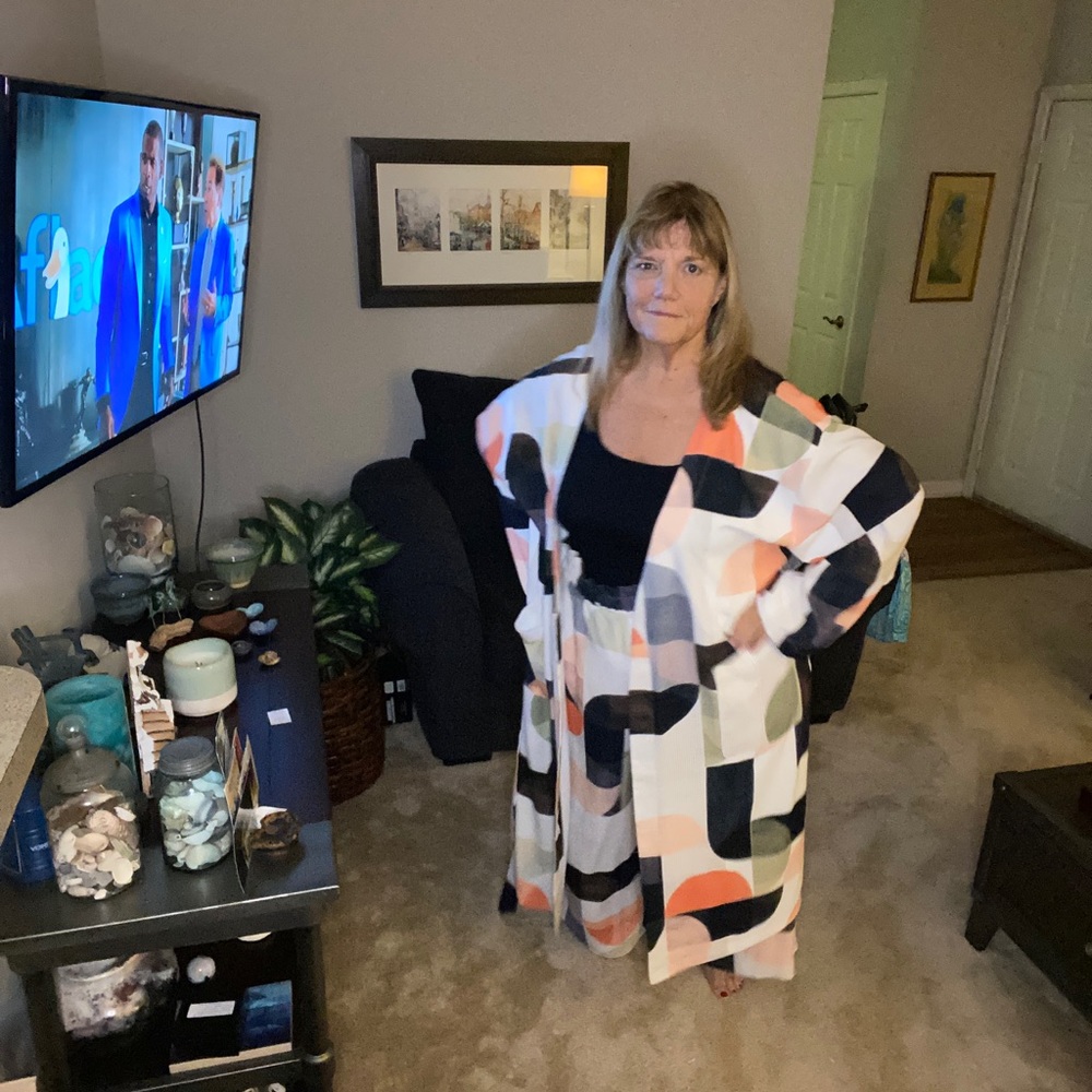 Long  jacket with pockets  and wide leg pant suit